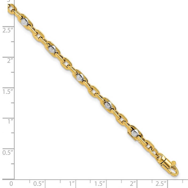 Curata 14k Two tone Gold Polished Link Bracelet 7.5 Inch
