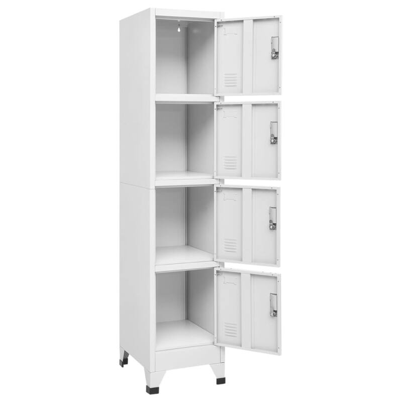 Sonia Rectangle Locker Cabinet, 4 Doors, Industrial Design, Gray Steel