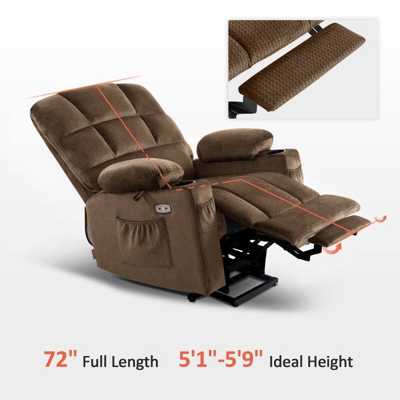 MCombo Dual Motor Power Lift Recliner Chair for Elderly, Massage and Heat, Fabric 7680