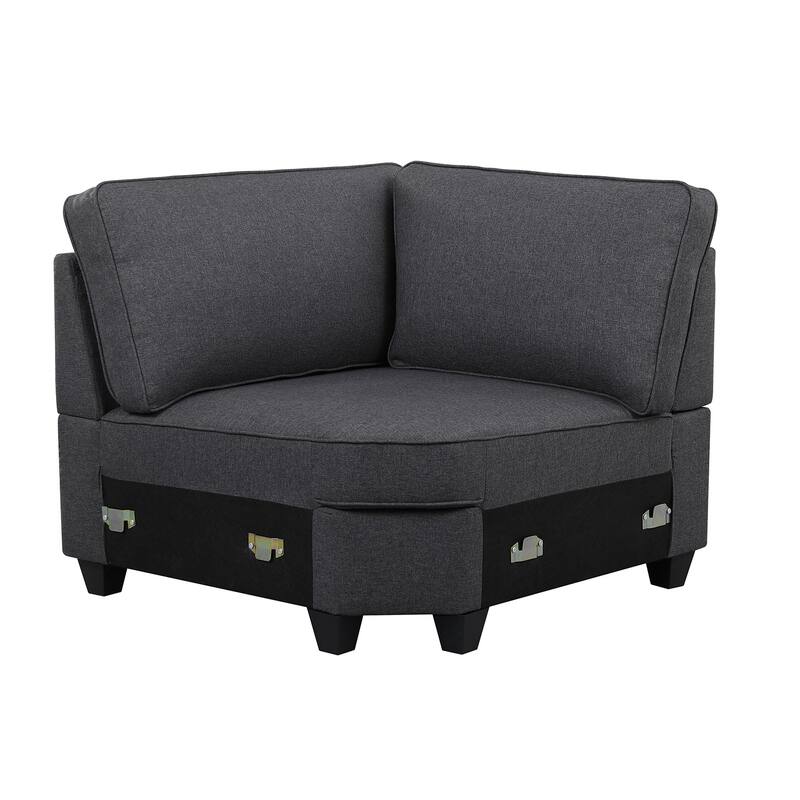 7 Piece Modular L-Shape Sectional Sofa with Ottoman in Dark Gray