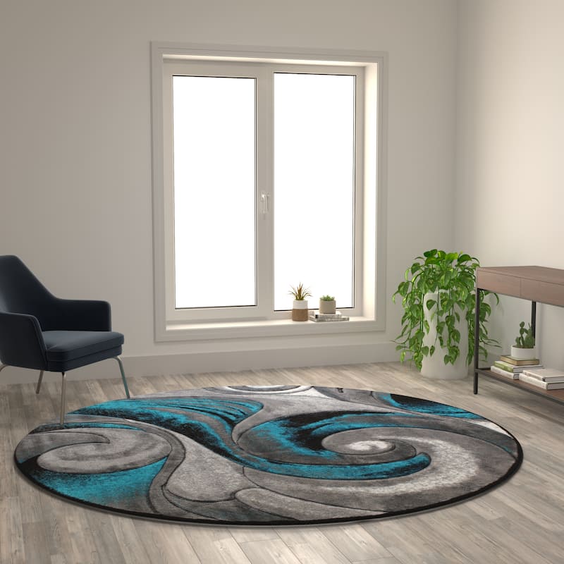 Modern Ocean Wave Design Olefin Indoor Area Rug