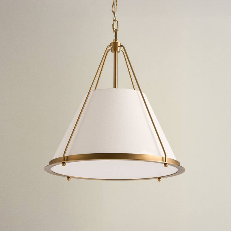 Draven Modern Pendant Light - Metal, Fabric & Gold, Matte Black Light Fixture For Modern, Contemporary, Minimalist Room Decor