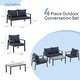 preview thumbnail 13 of 19, Outdoor 4-piece Cushioned Aluminum Conversation Set