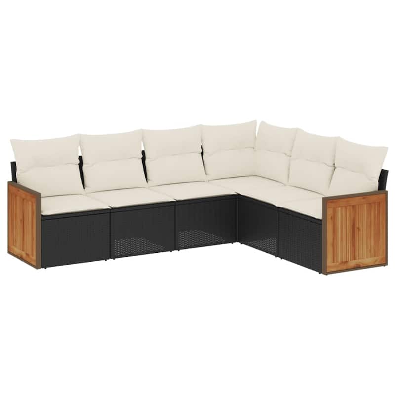vidaXL Patio Sofa Set with Cushions Outdoor Conversation Furniture Poly Rattan