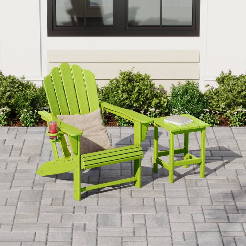 Aderson Outdoor Poly Adirondack Chair with Side Table