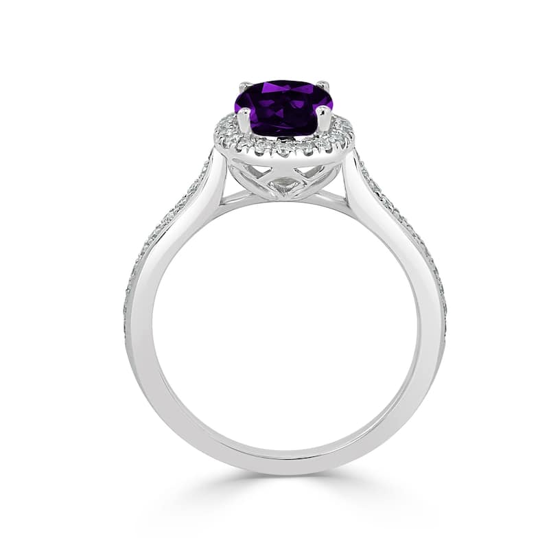 Auriya 1 1/8ct Fancy Oval Purple Amethyst Halo Diamond Engagement Ring 1/4ctw 14k Gold