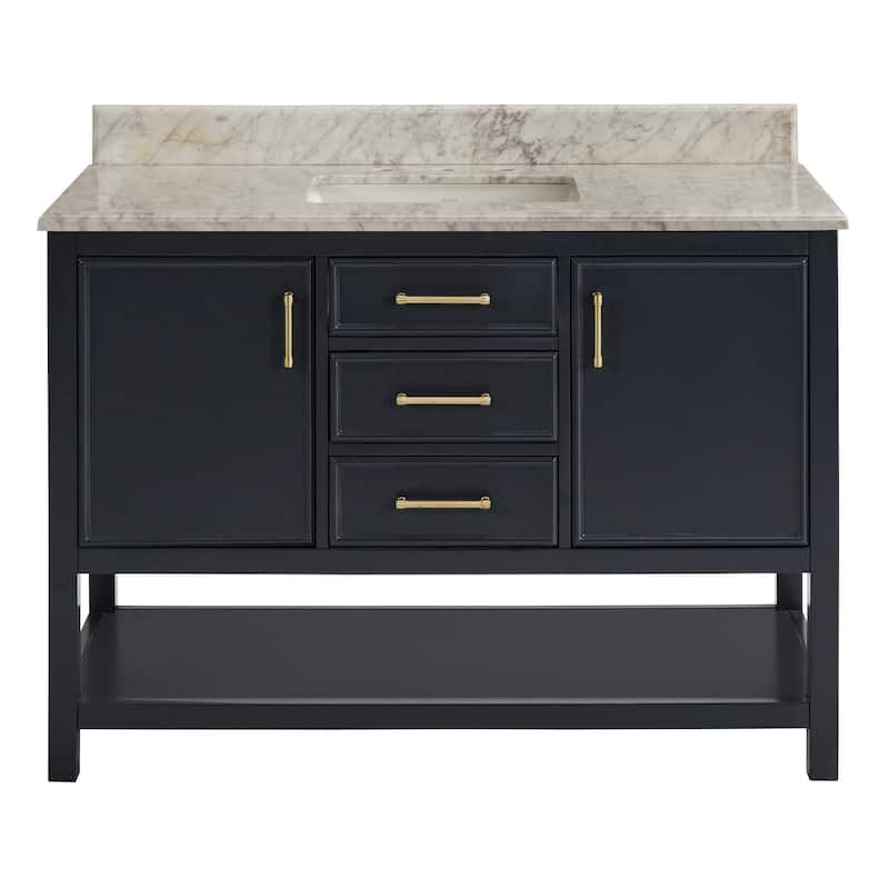 Lilleham Bathroom Sink Vanity with White Marble Veneer Stone Top by iNSPIRE Q Classic