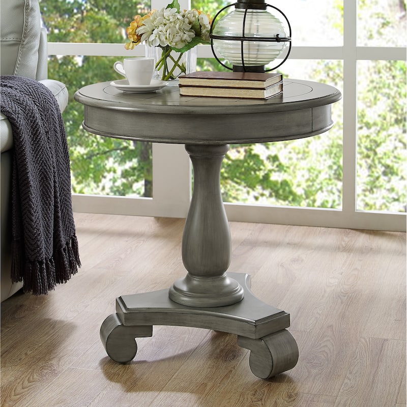 26" Traditional Wooden Side Table with Stable Base for Living Room and Bedroom