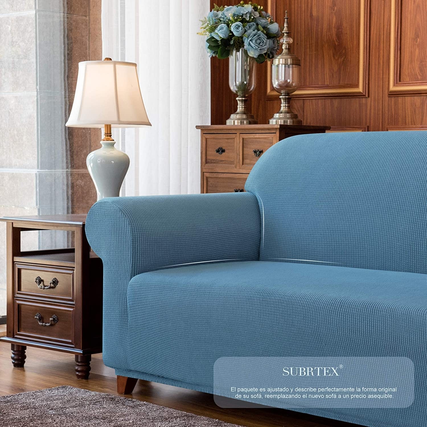 Subrtex 1-Piece Spandex Stretch Sofa Slipcover Chair, Blue