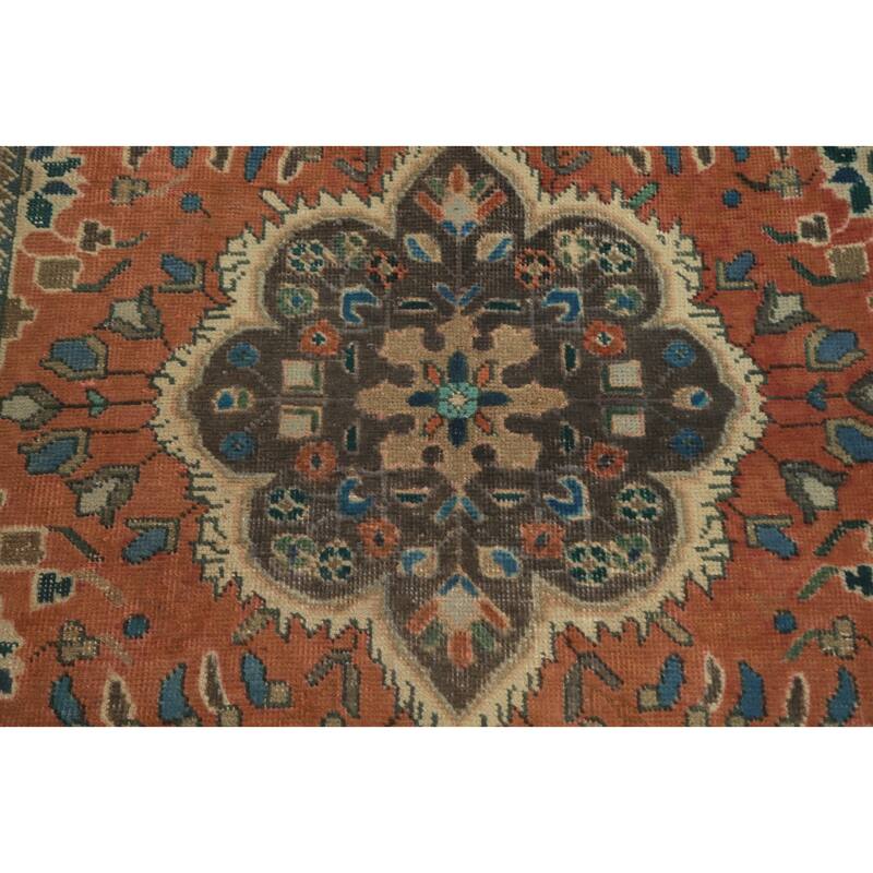 Hand Knotted Oriental 100% Wool Carpet Traditional Floral Oranges & Rust Tabriz Area Rug - 5' 1'' X 3' 3''