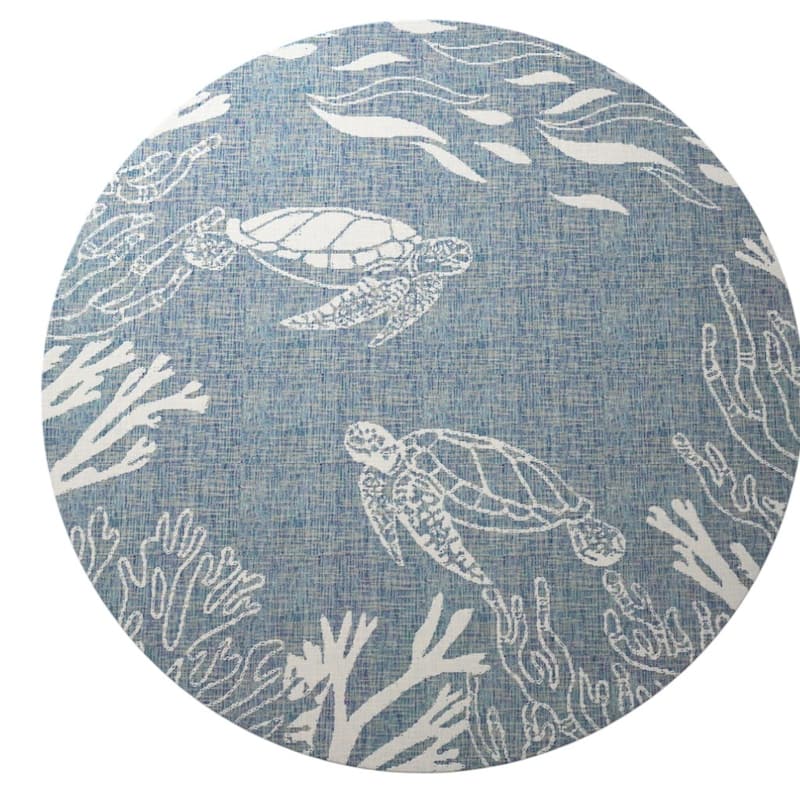 HomeRoots Nautical Coastal Round Area Rug - 8' Round
