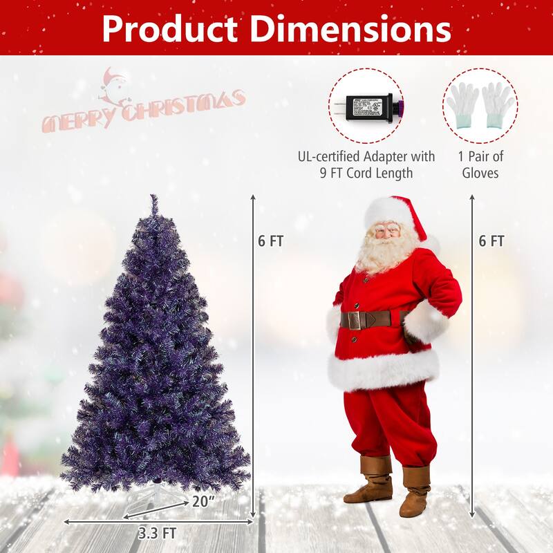 Gymax 6 FT Pre-Lit Tinsel Christmas Tree Artificial Xmas Tree w/ Lush