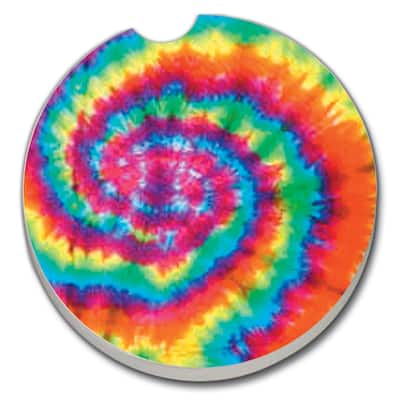 Counterart Absorbent Stoneware Car Coaster, Tie Dye, Set of 2 - 2.5