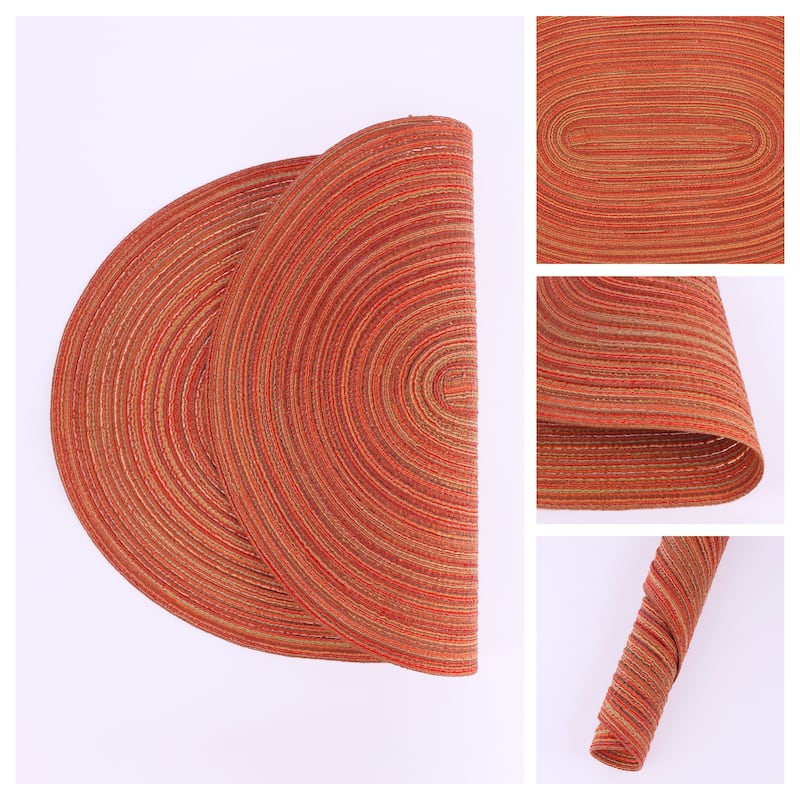 Farmhouse Placemats Set of 6 Oval Placemats for Dining Table Decor - 19.7*14Inch - Orange