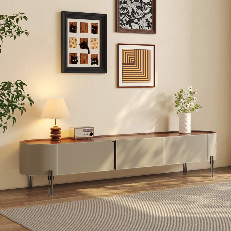 78.7'' Leather TV Stand, Modern Entertainment Center with 3 Drawers
