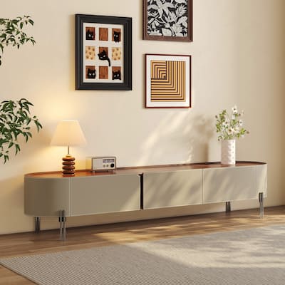 78.7'' Leather TV Stand, Modern Entertainment Center with 3 Drawers