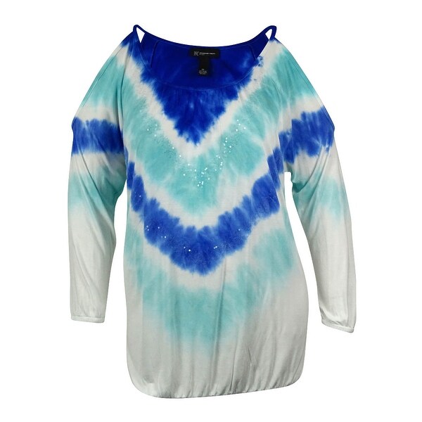 INC International Concept Women's Tie-Dye Cold Shoulder Top