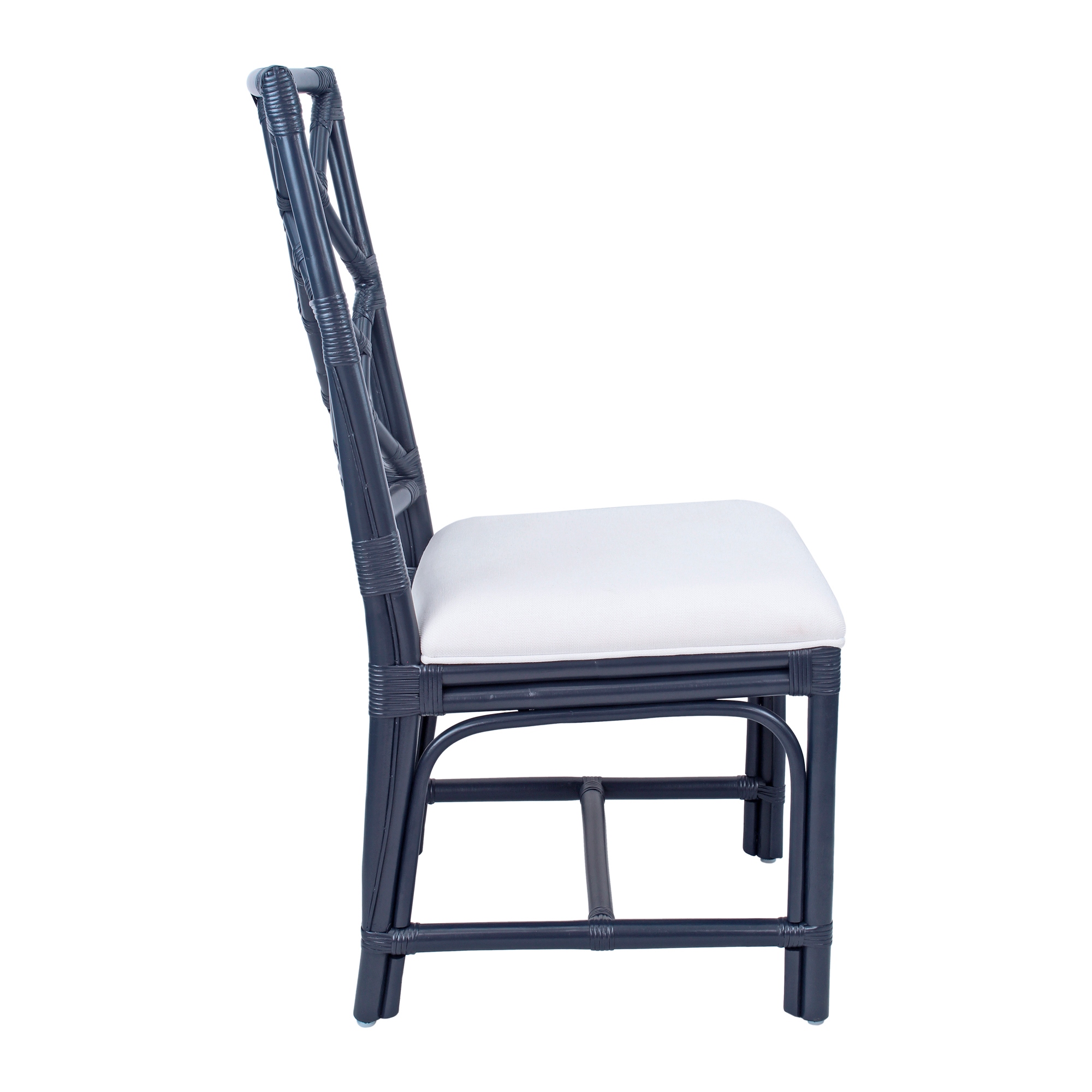 Natural Rattan Handmade Chippendale Cushioned Dining Chairs by East at Main