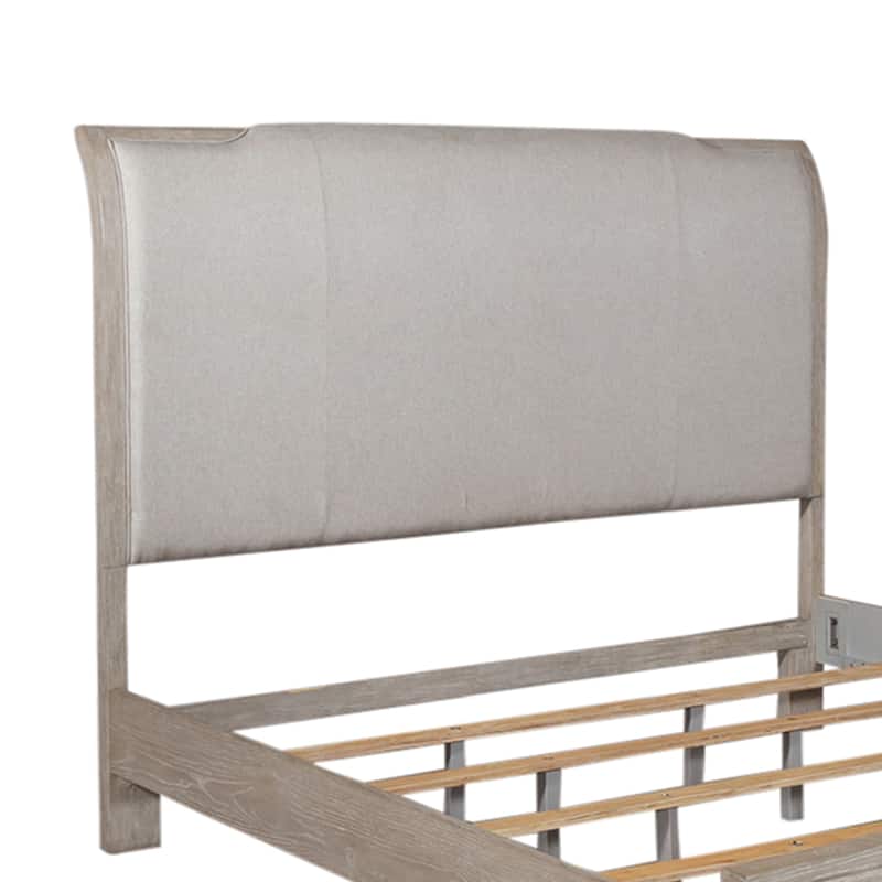 Belmar Washed Taupe & Silver Champagne King California Upholstered Bed