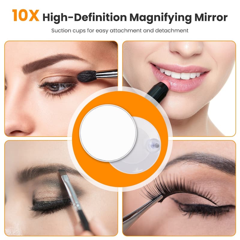 White LED Vanity Mirror with 10X Magnifying Mirror, Touch and USB Output - 14.37” W x 3.34” D x 18.7”