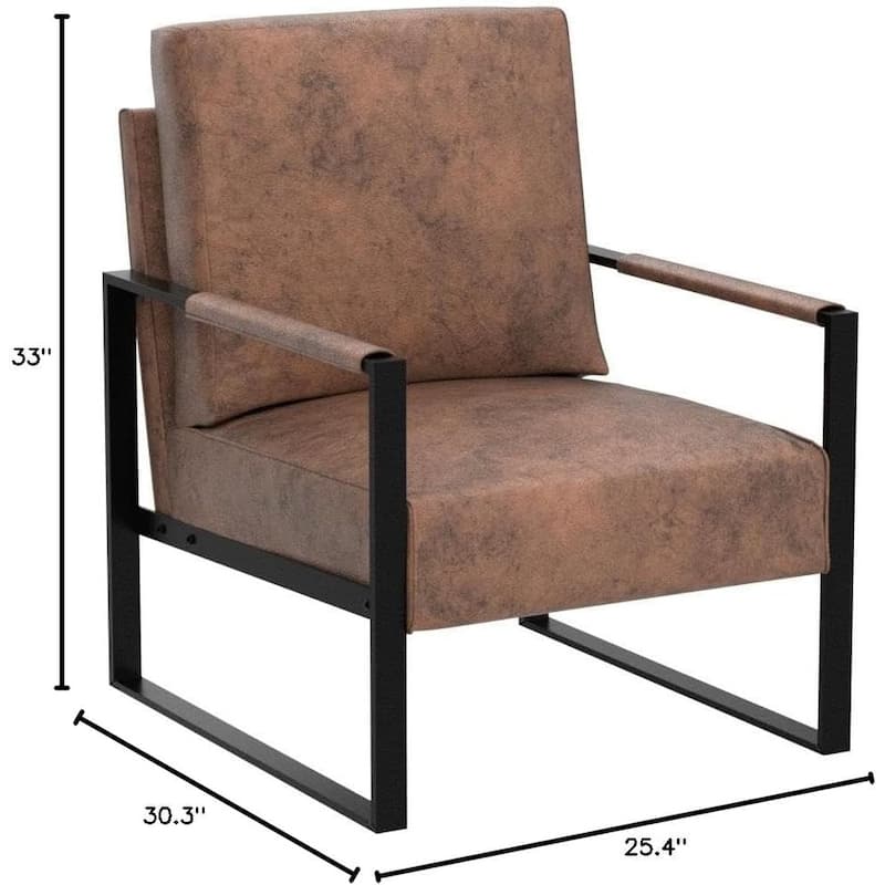Hosam 25.4" PU/Microfiber Upholstery Metal Arms Chair