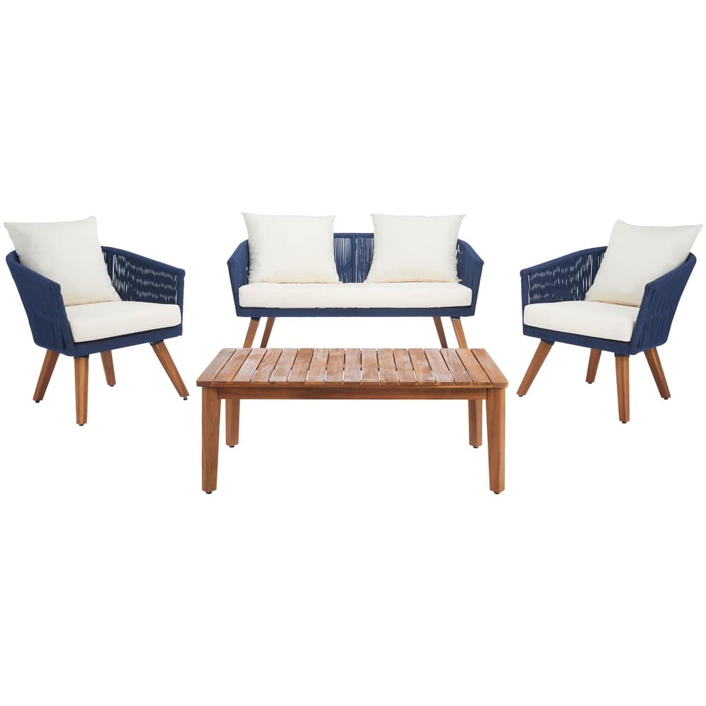 SAFAVIEH Outdoor Erinka 4-Piece Living Set - 55W x 30D x 28H