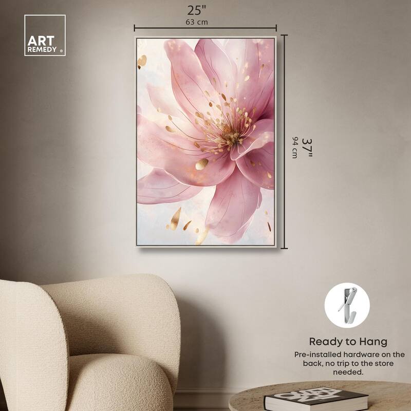 Pink and Gold Bloom Canvas by Art Remedy