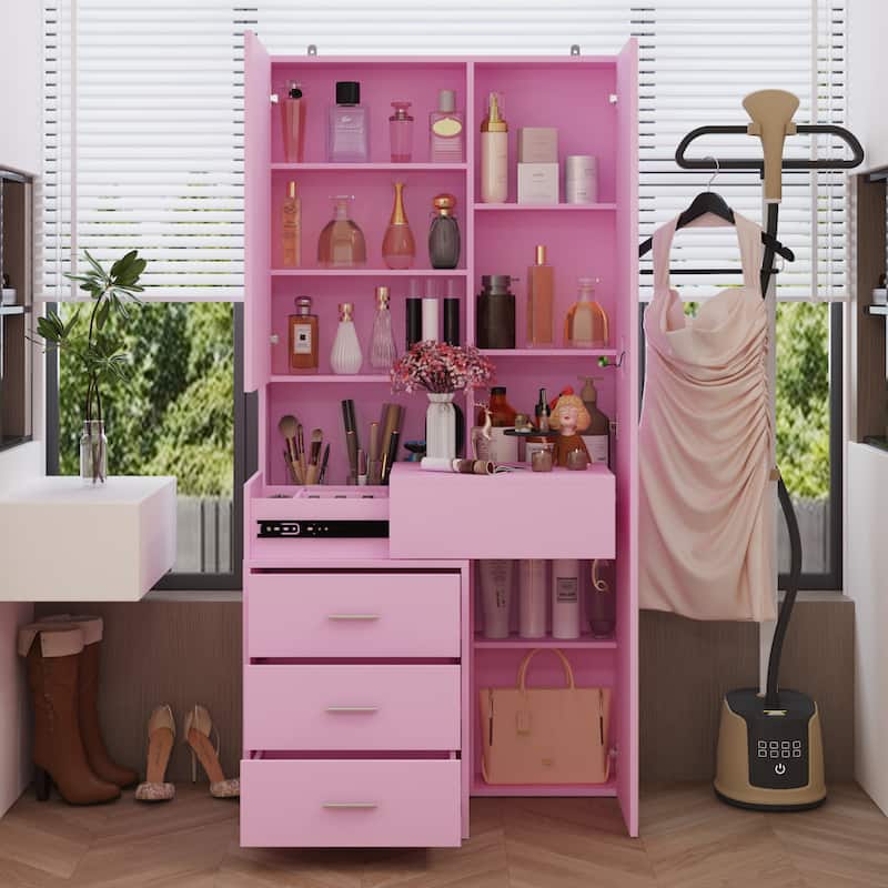 Dresser LED-Lit Vanity Dressing Cabinet with Full-Length Mirror