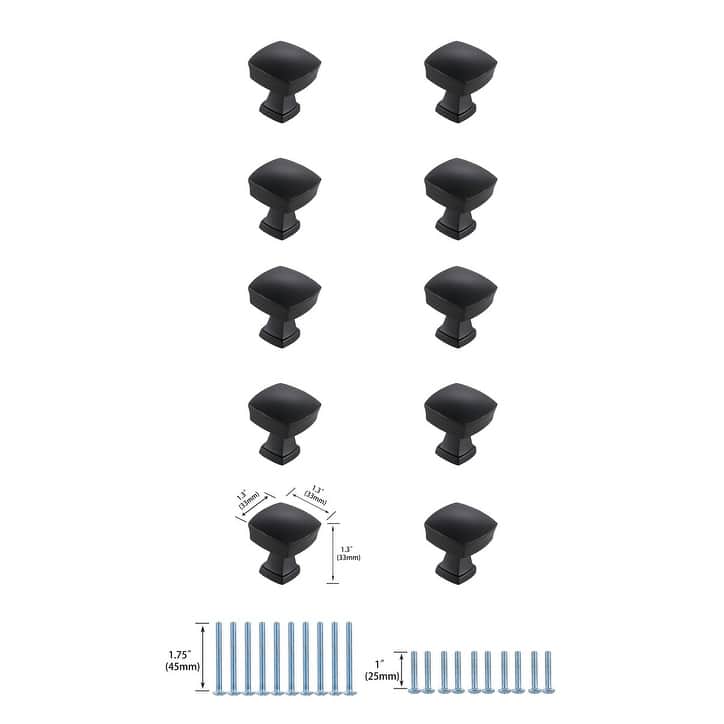 Brandon 1.3" Square Knob Multipack (Set of 10)