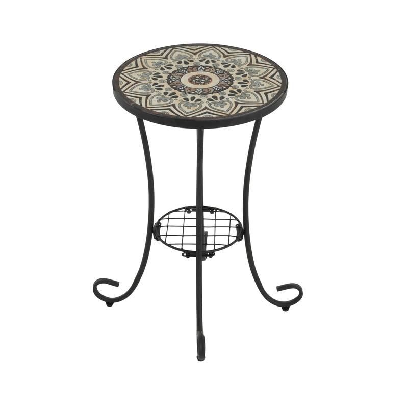 Patio Side Table with Shelf