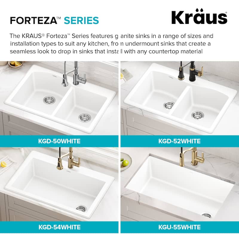 KRAUS Forteza Granite 33 inch Undermount Drop-in Kitchen Sink