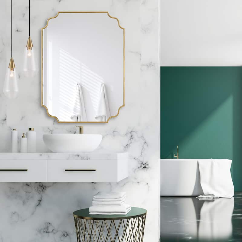 Curvy Framed Rectangular Vanity Wall Mirror - 42.5" - Antique Gold Finish