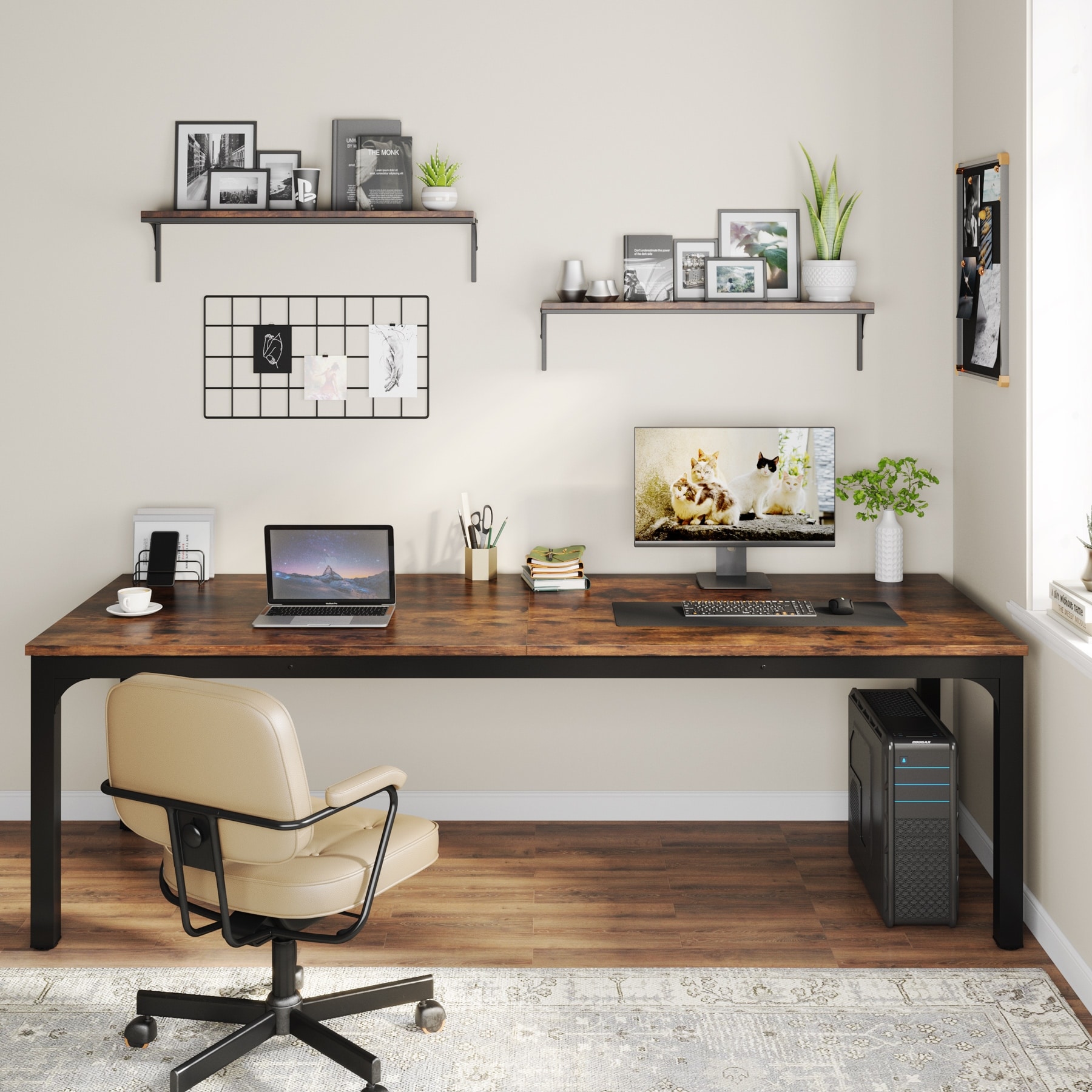 Long computer desk cheap for 2