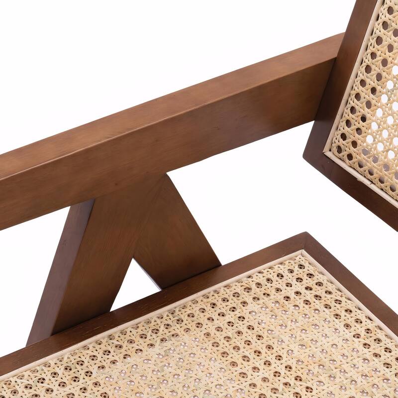 Mid-Century Modern Dining Chair‌ – Rattan Accent Armchair with Comfortable Design, Versatile for Indoor/Outdoor