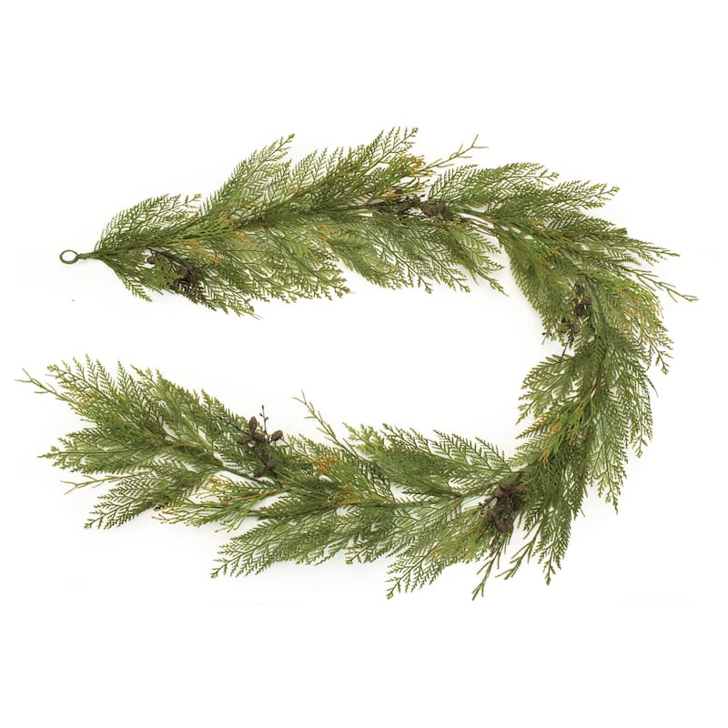 Cedar and Mini Pinecone Garland 6'L