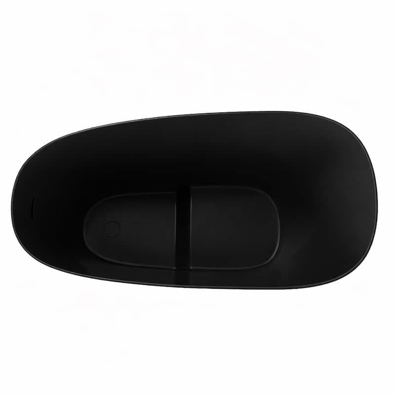 Modern Japanese Solid Surface Soaking Bathtub in White and Black
