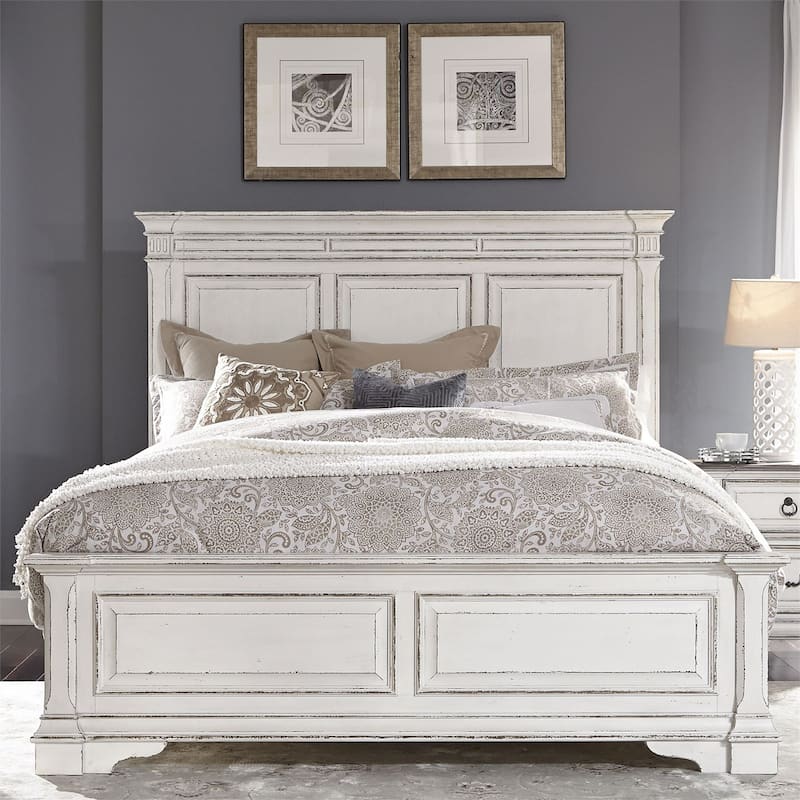 The Gray Barn Abbey Park Weathered Brown & Antique White Queen Panel Bed - Antique White - Queen