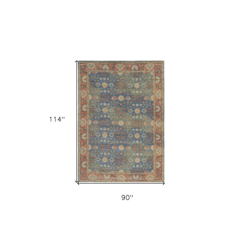 HomeRoots Floral Medallion Traditional Rectangle Area Rug - 114.00 in. x 90.00 in. x 0.50 in.