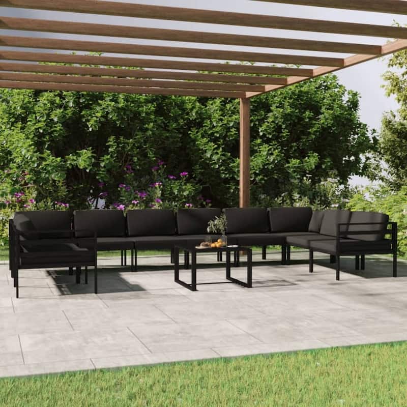 vidaXL Patio Lounge Set Outdoor Sectional Sofa Set Table Aluminum Anthracite - 27.6" x 27.6" x 25.4"