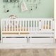 preview thumbnail 1 of 118, Wood Cribs Convertible Toddler Bed with Fence Guardrails and 2 Drawers Split into Independent Floor Bed and Daybed Slat Support White - Twin