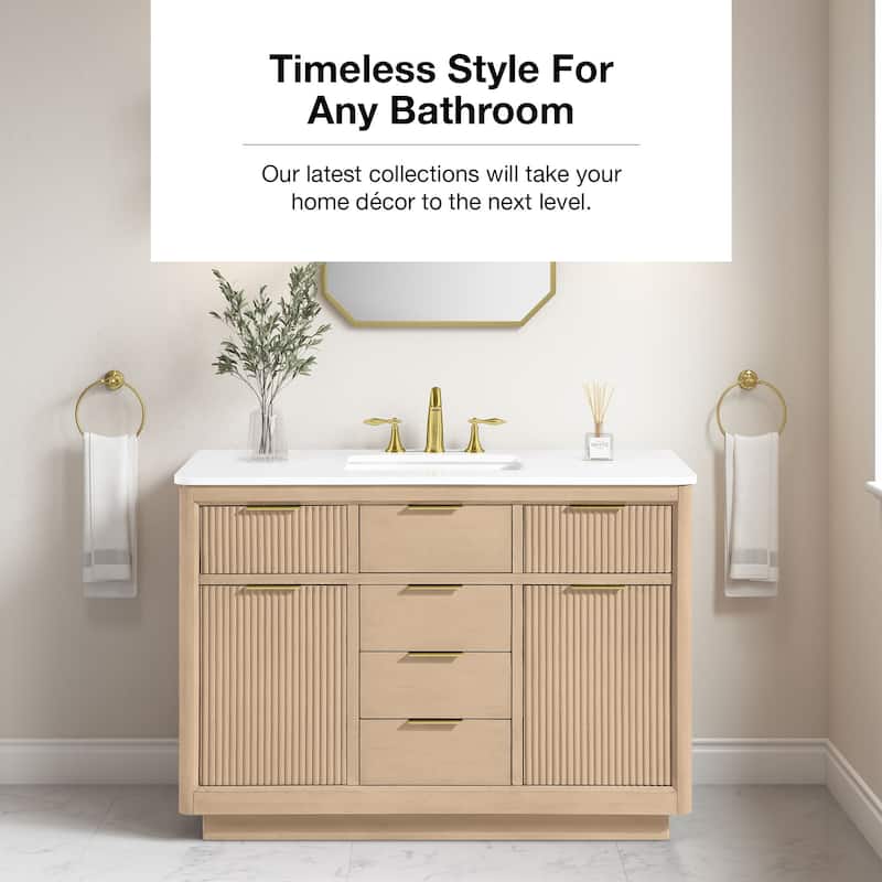 OVE Xander Bathroom Vanity with White Engineered Stone Top