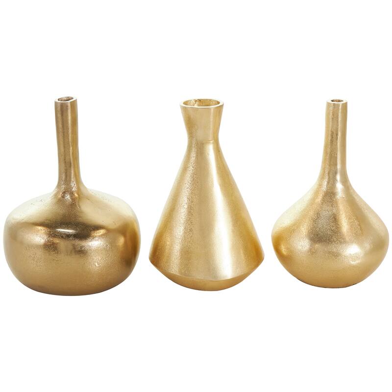 CosmoLiving by Cosmopolitan Gold, Silver or Black Aluminum Metal Vase with Varying Shapes (Set of 3)