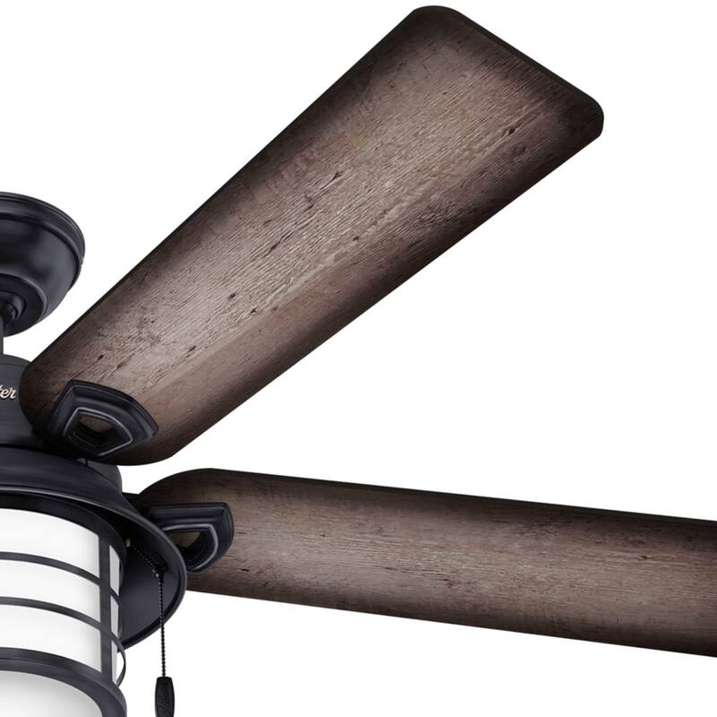 Hunter 54" Key Biscayne Outdoor Ceiling Fan with LED Light Kit and Pull Chain, Damp Rated