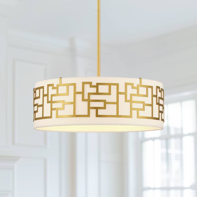 Murray 4-light drum Pendant chandelier with Gold frame - 20 in. W - 20 in. W
