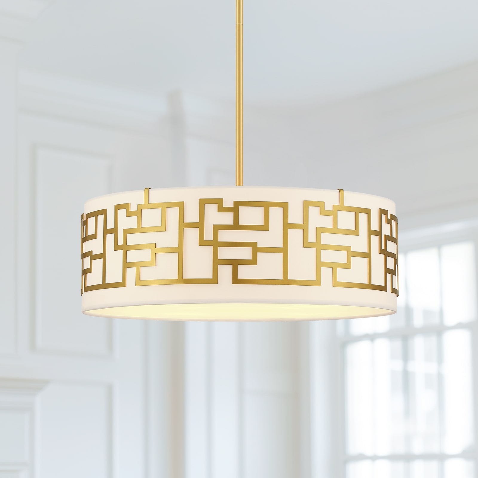 Murray 4-light drum Pendant chandelier with Gold frame - 20 in. W