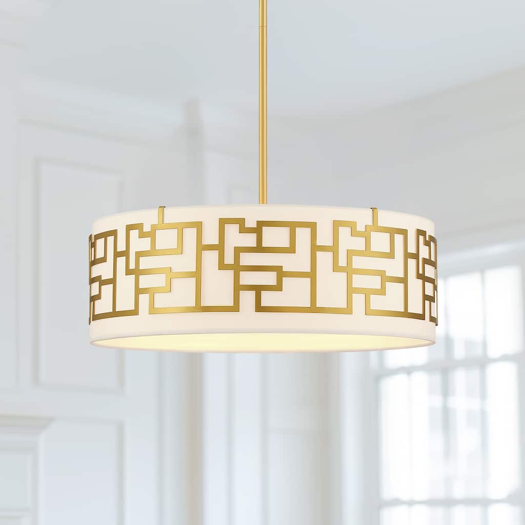 Murray 4-light drum Pendant chandelier with Gold frame - 20 in. W