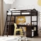 preview thumbnail 2 of 9, Twin Size Loft Bed with Drawers, Pine Wooden Bed with Cabinet, Platform Bed with Shelves, Kid's Bed with Desk, Brown