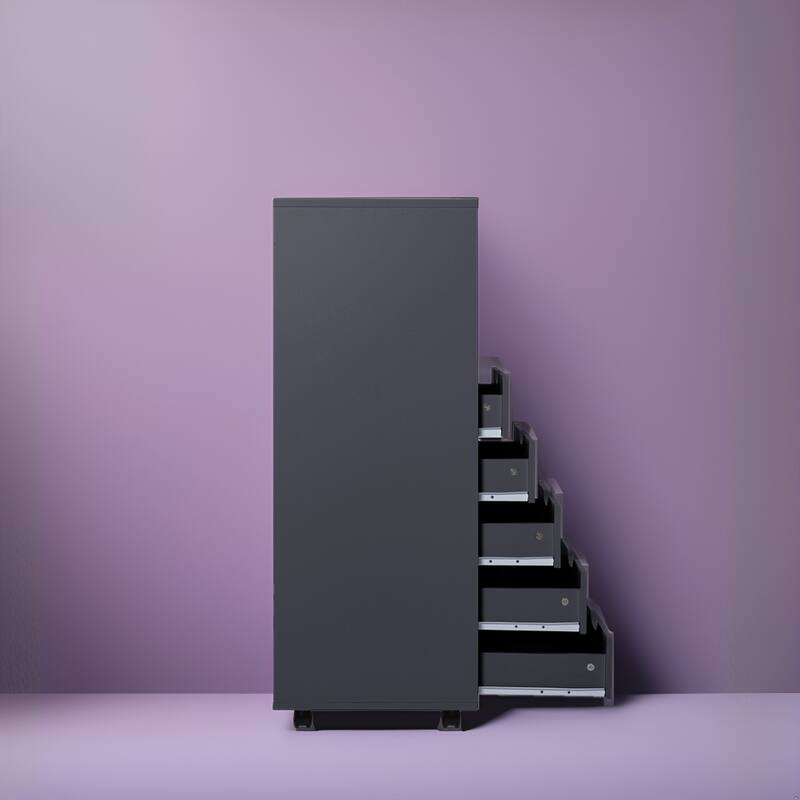 Sleek Modern Drawer Dresser Storage Cabinet with Grooved Drawer Pulls, Multipurpose Office File Storage Cabinet
