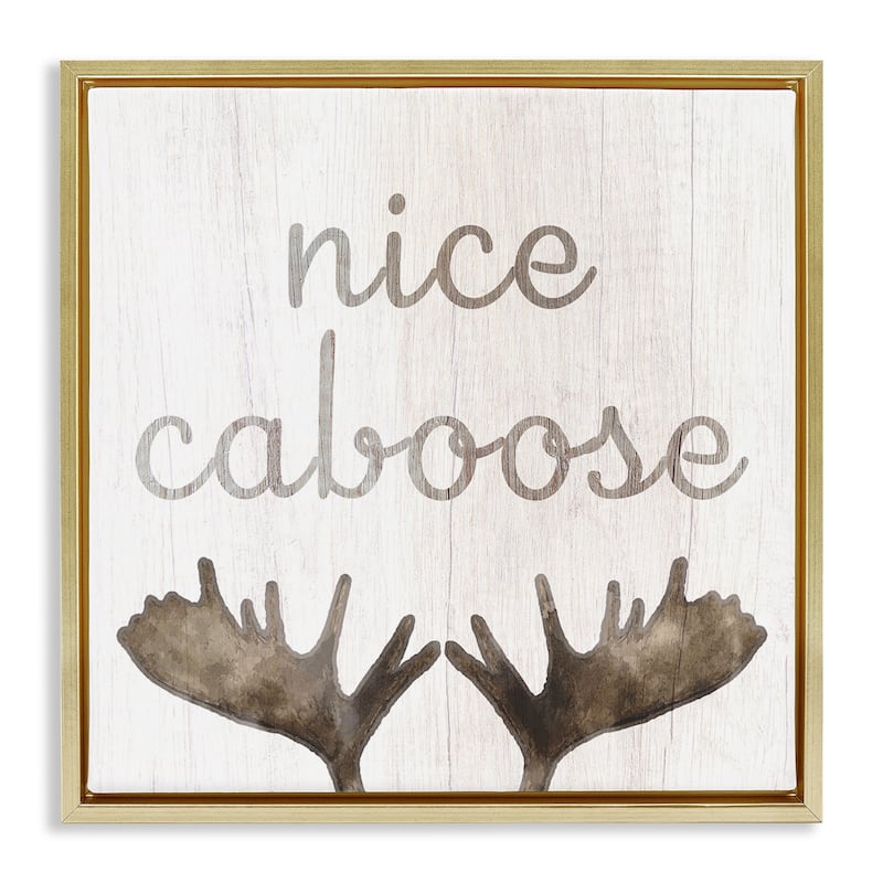 Stupell Nice Caboose Bathroom Moose Antlers Framed Floater Canvas Wall Art Design by Lil' Rue