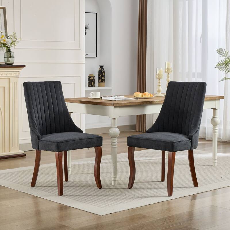 Dining Chairs for Dining Room with Curved Solid Wood Legs 2PCS